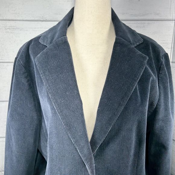 Vintage LL Bean Women's 2-Button Blazer Corduroy Jacket Pocket Navy Blue Sz 12 R - Picture 2 of 12